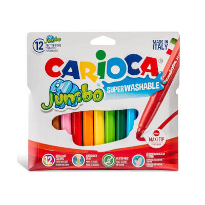 Carioca Jumbo Süper Yıkanabilir Keçeli Boya Kalemi 12'li 40565 - 1