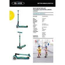 Micro Maxi Deluxe Foldable Petrol Green (Led) Scooter MMD097 - 2